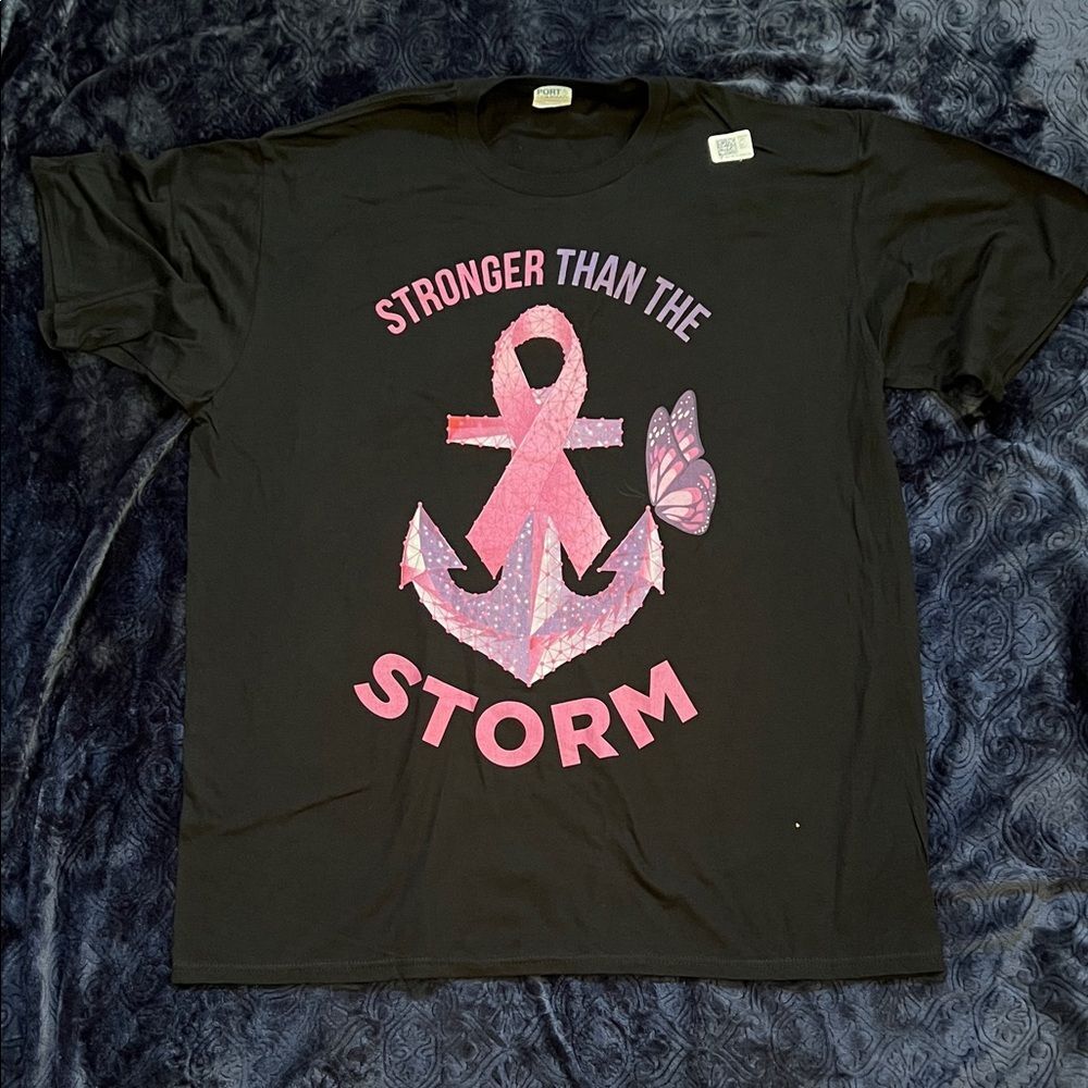Pink Ribbon And Anchor Breast Cancer Strength Tshirt (Men’s style XL)